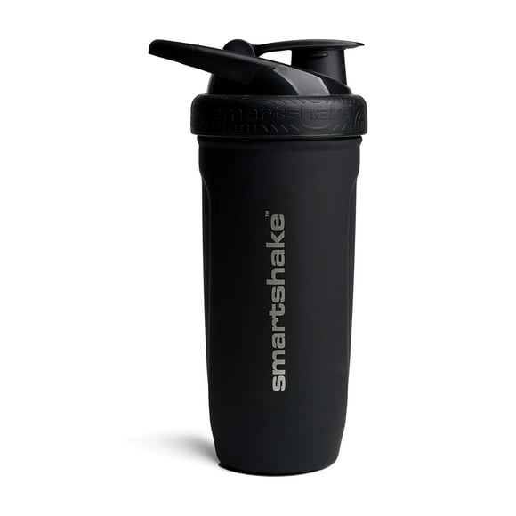 Smartshake Reforce Botella Coctelera de Proteínas de Acero Inoxidable 900 ml | 30 oz - Tapa roscada a prueba de fugas - Sin BPA - Unisex - Negro