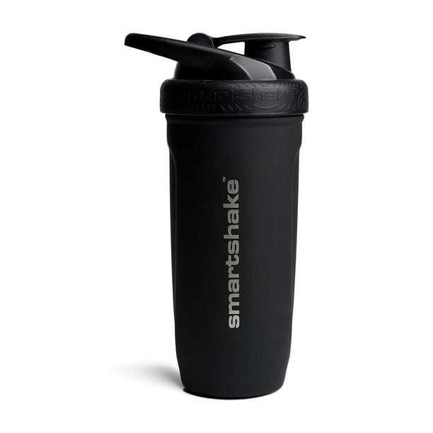 Smartshake Reforce Botella Coctelera de Proteínas de Acero Inoxidable 900 ml | 30 oz - Tapa roscada a prueba de fugas - Sin BPA - Unisex - Negro