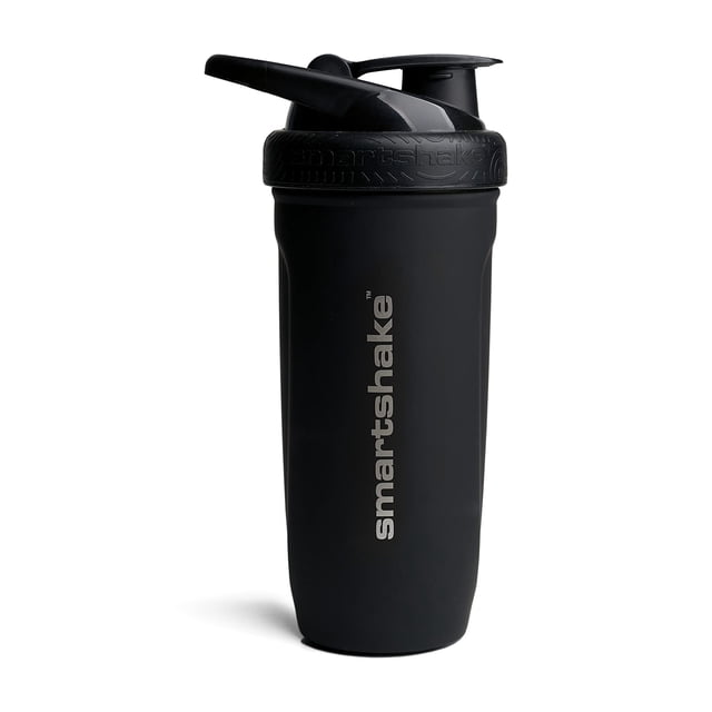 Smartshake Reforce Botella Coctelera de Proteínas de Acero Inoxidable 900 ml | 30 oz - Tapa roscada a prueba de fugas - Sin BPA - Unisex - Negro
