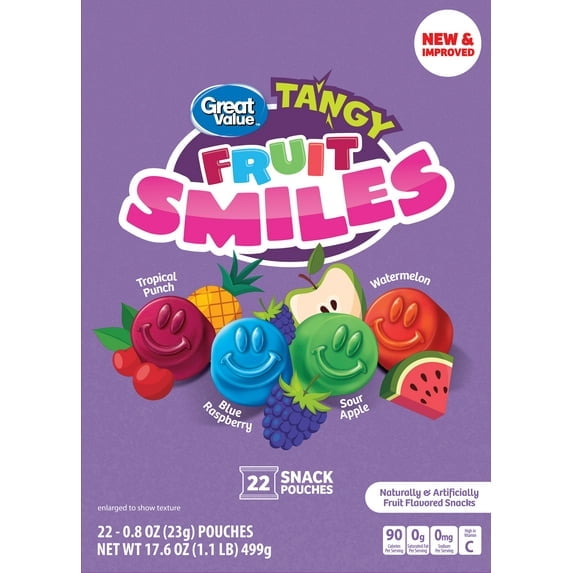 Fruit Smiles Snacks, Tangy Flavor, 22 Count