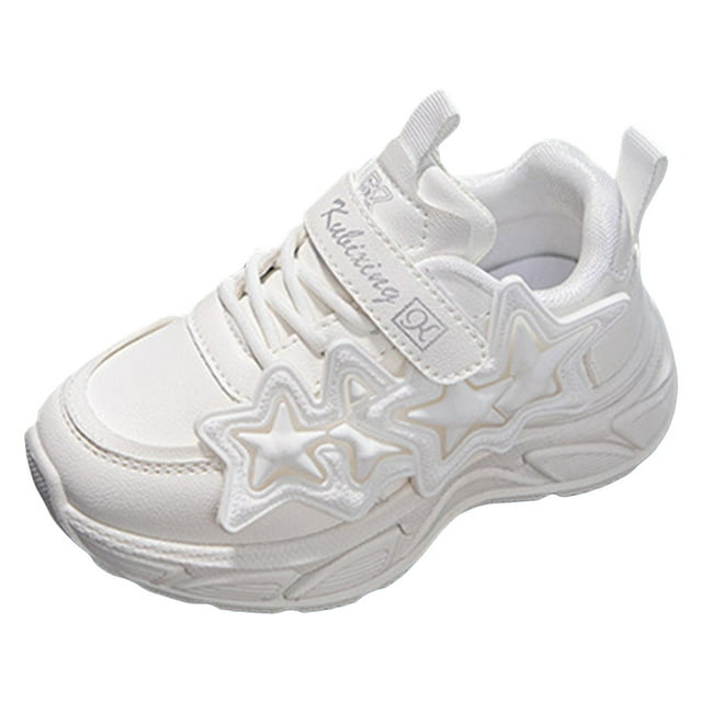 MIASHUI Kids Shoes Girls Sports Shoes Pattern Star Pattern Flat Bottom Casual Shoes,White,3.5-4 Years