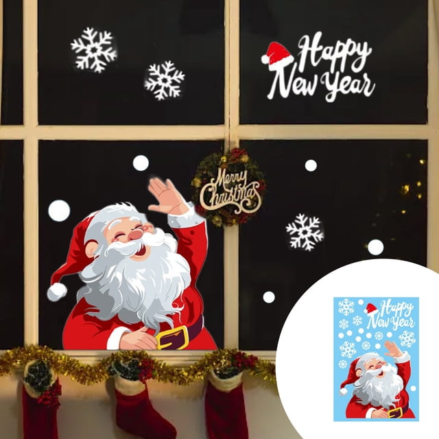 Christmas Decoration Santa Claus Snowman Party Decoration Snow Glass Stickers