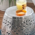 thumbnail image 3 of Powell Shanice Round Lace Cut Metal Indoor Accent Side Table, 19" Tall, Silver, 3 of 6
