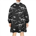 thumbnail image 2 of Wearable Oversized Blanket,Black Cartoon Dinosaurs Fossils Pattern Wearable Blanket Hoodie for Adults,Cozy Hooded Blankets with Super Pockets,Super Warm Fuzzy Pullover for Women & Men, 2 of 6