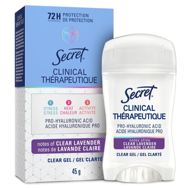 Antisudorifique et désodorisant Secret Thérapeutique avec acide hyaluronique pro, gel clarté, Lavande pureté, 45 g