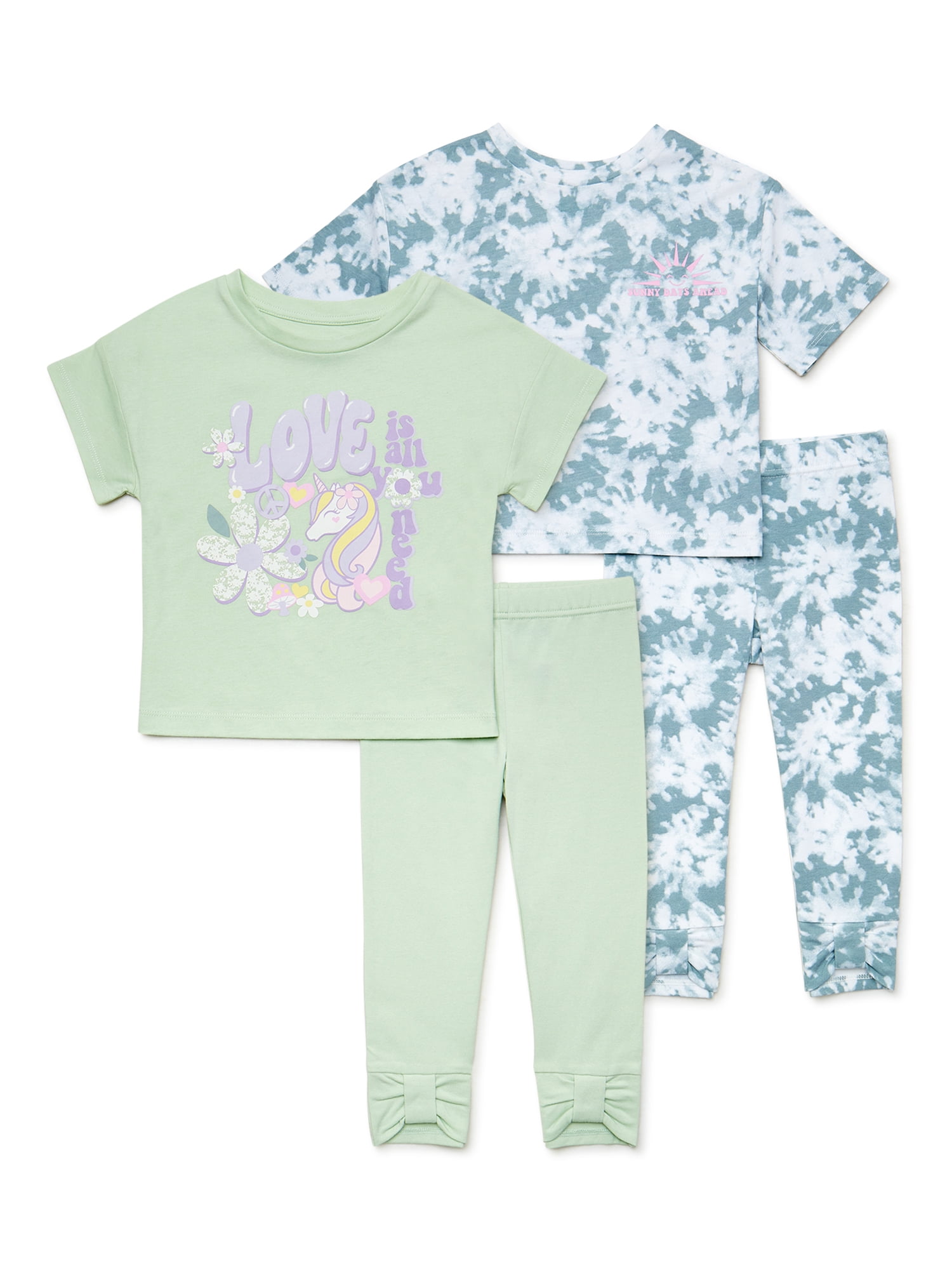 365 Kids from Garanimals Girls Graphic TShirt and Legging Set, 4Piece