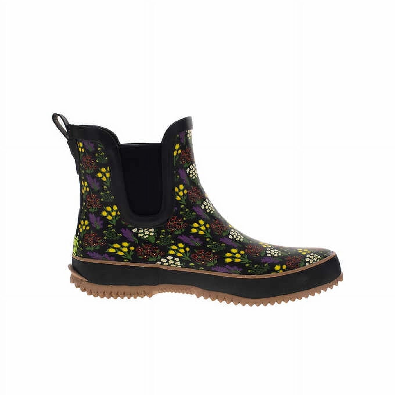 Western Chief Ladies' Size 10, Chelsea Rain Boot, Black (flowers)