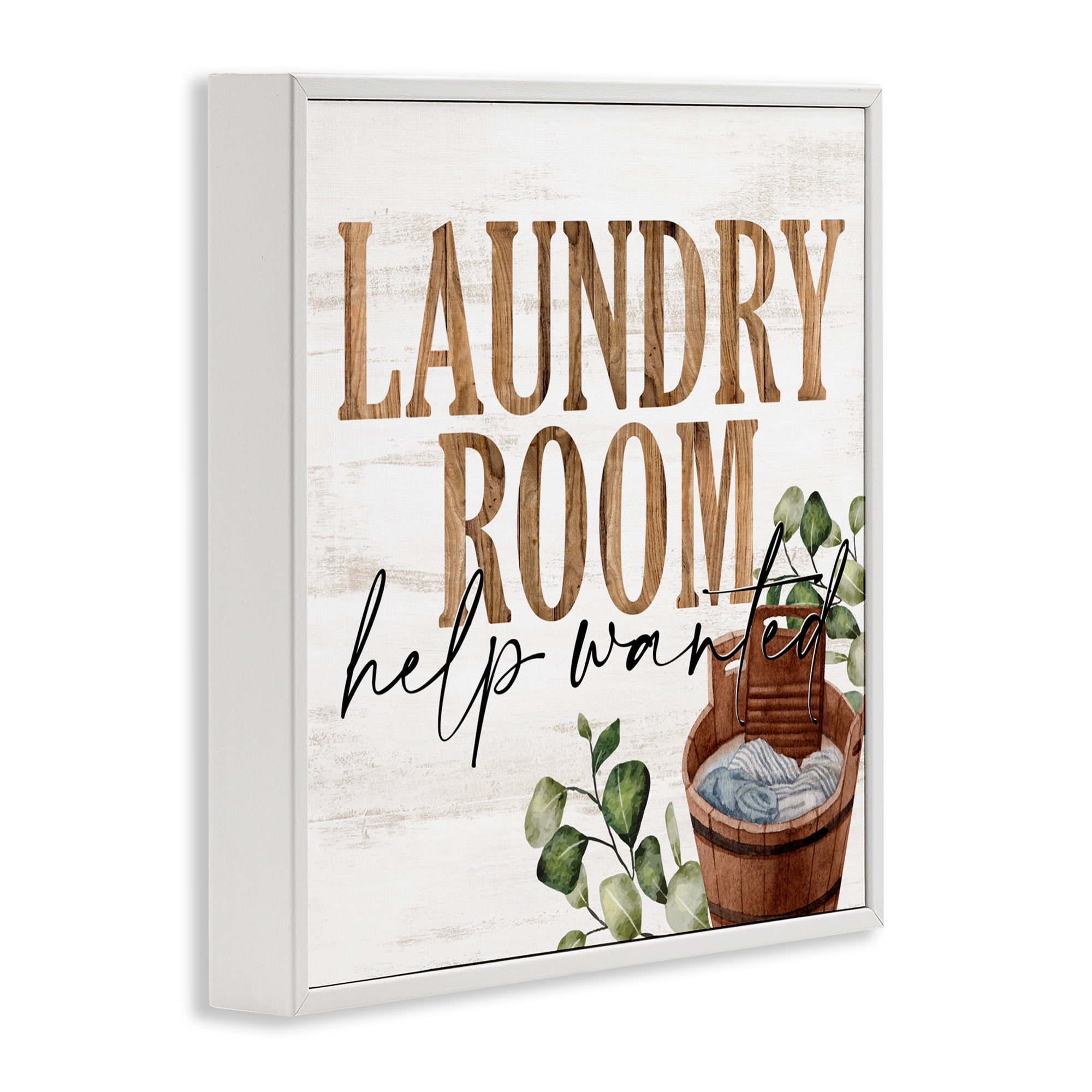 Help Wanted Rustic Laundry Room White Framed Giclee Art, design by Kim Allen