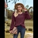 thumbnail image 4 of Camisas de Larga para Mujer, Cuello Redondo, Túnicas Informales Holgadas, Blusas Elegantes para el Trabajo, Ropa de Moda de Otoño 2025 Vino Tinto M, 4 of 10