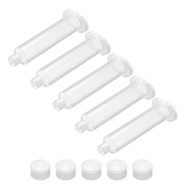 Tubo de jeringas adhesivas claras de distribución de aire de 10CC/10ML con pistón para uso industrial, 5 piezas