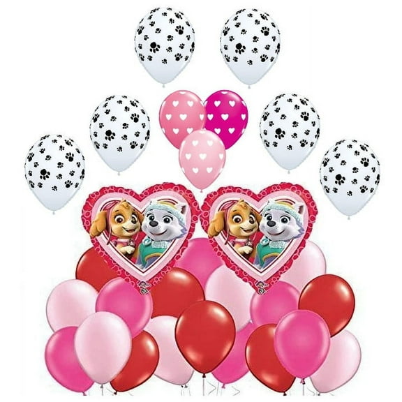 girl pups paw patrol skye & everest balloon bouquet 29pc