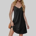 thumbnail image 2 of Tumotour Full Slips Dress for Women summer Solid color dress Spaghetti Strap Sleeveless tank V Neck Under Dress Camisole Mini Slip Dress with pockets, 2 of 4