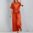 thumbnail image 3 of Womens Linen 2 Piece Outfits，Travel Beach Vacation Clothes Comfy Sets For Women Clothing Summer Casual Dressy Linen Sets Vacation Outfits For Women Summer Outfits Vacation Lounge Sets, 3 of 5