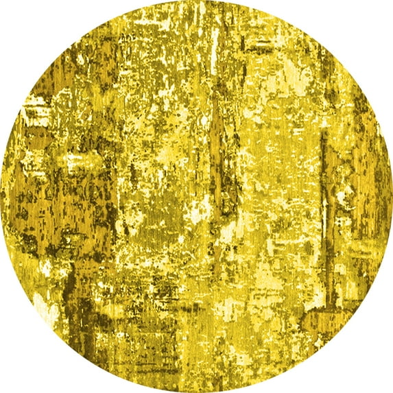 Ahgly Company Indoor Round Oriental Yellow Industrial Area Rugs, 6' Round