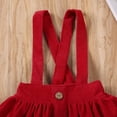 thumbnail image 5 of Baby Girls Solid Suspender Dress Bowknot Button Sleeveless Strap Backless Ruffle Velvet Dress, 5 of 7
