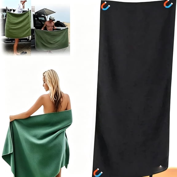 Green Magnetic Quick Dry Beach Towel, Oversized 30x74 Lightweight for Pool Travel Adults, 1 Pack