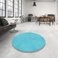thumbnail image 3 of Ahgly Company Indoor Round Patterned Bright Cyan Blue Area Rugs, 3' Round, 3 of 6