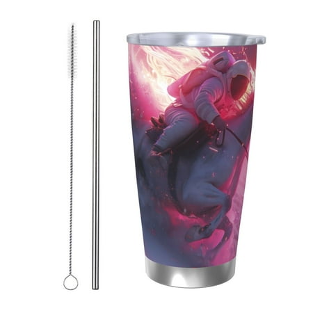 

Coaee Astronaut Riding Fiery Horse for 20oz Insulated Kettle Water Bottle For Running Hiking Cycling Climbing Men S Woman Insulated Water Bottle-Straw Two-piece Set