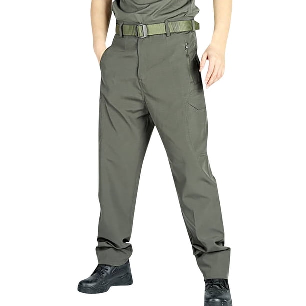 Pantalones cargo ligeros de senderismo para hombre - 95 % nailon, 5 % spandex - Diseño con múltiples bolsillos, cintura elástica, adecuados para acampadas y aventuras al aire libre