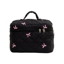 Bow Embroidered Makeup Bag Fashionable Toilet Storage Versatile Dumpling Design Lipstick Organizer Travel Cosmetic Pouch