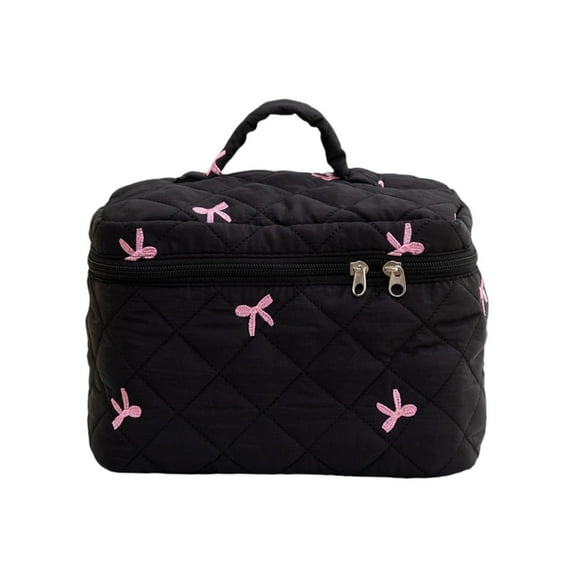 Bow Embroidered Makeup Bag Fashionable Toilet Storage Versatile Dumpling Design Lipstick Organizer Travel Cosmetic Pouch