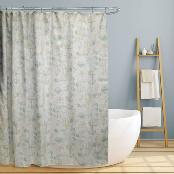 Linen Store Shower Curtain for Bathroom Printed Durable Fabric Canvas Shower Tub Decor, Wateresistant Curtains, 70"x70" Fun Nautical Design - Jamie