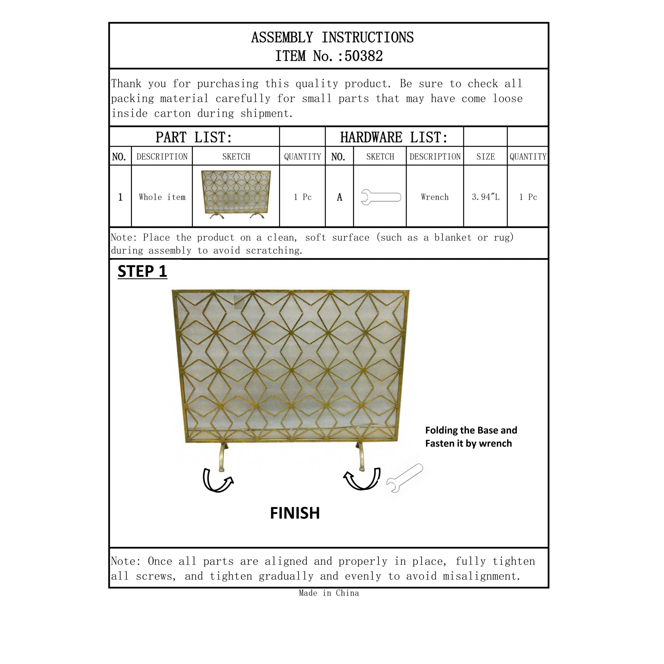 DecMode 38" x 28" Gold Metal Star Patterned Single Panel Geometric Fireplace Screen with Mesh Netting, 1-Piece