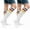 White Black Red Yellow, variant on Women's Athletic Knee High Socks 3 Stripes Cotton Blend White Blue 2 Pairs Size 9-11