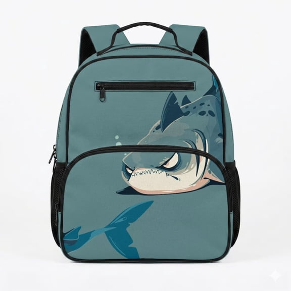 chaqlin Cartoon Shark Kids Backpack for Girls Large Capacity Bookbag for Elementary Preschool Lightweight Daypack with Side Pocket for Travel Camping