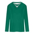 thumbnail image 4 of tklpehg 3/4 Sleeve Shirts for Women Tunic Tops Casual Comfy Lightweight Going Out Tops V-Neck Loose Classic Solid Color Blouses (Green,XXXL), 4 of 5