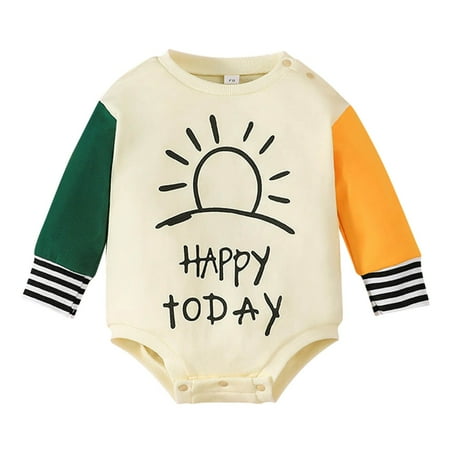 

Toddler Boys Girls Long Sleeve Letter Prints Triangle Romper Bodysuits Holiday Party Relaxed Active Royally Comfortable 6-12 Months