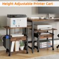 thumbnail image 2 of Large Printer Stand with Storage Drawer and Side Bag, 3-Tier Height Adjustable Table for Home Office, Fits Heat Press/Laser/3D Printer (Rustic Brown), 2 of 14