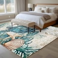 thumbnail image 4 of 5'x8' Area Rugs, Teal Coastal Turtle Indoor Outdoor Area Rug for Living Room Bedroom, Vintage Summer Beach Nautical Coral Washable Bathroom Rugs Kitchen Floor Carpet Mats Home Decor Aesthetic, 4 of 8