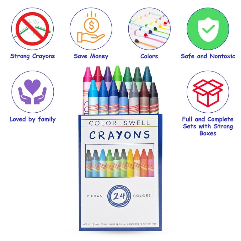 Premium Crayons Coloring SetAssorted Colors Washable - 24-Count24-Pack - G8 Central
