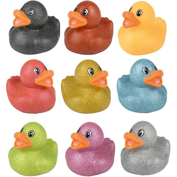 (25 Pack) Colorful Glitter Rubber Duckies (2") Assorted Neon Color