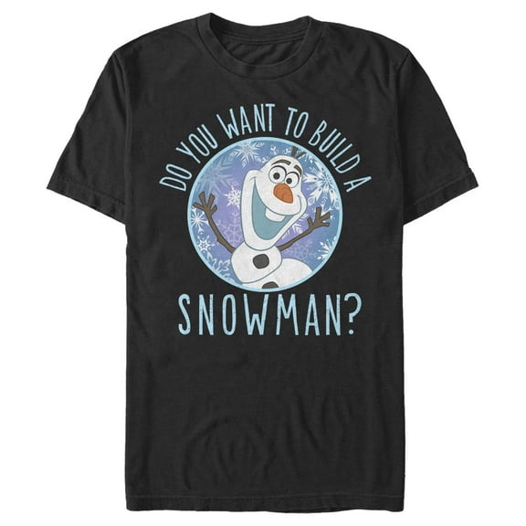 Men's Frozen Olaf Build Snowman  Graphic Tee Black 2X Large