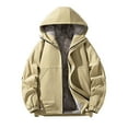 thumbnail image 1 of Men's Fleece Jacket With Hood - Slim Fit Lightweight Coat, Drawstring Adjustable Windproof Polyester Outwear For Outdoor Sports, 1 of 5