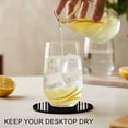 thumbnail image 2 of Black Striped Coasters Set of 6, Farmhouse Black White Stripes Absorbent Coasters for Drinks, Coaster for Bar Office Dining Coffee Table Accessories Decor, Non Slip Round Desk Coaster, 2 of 9