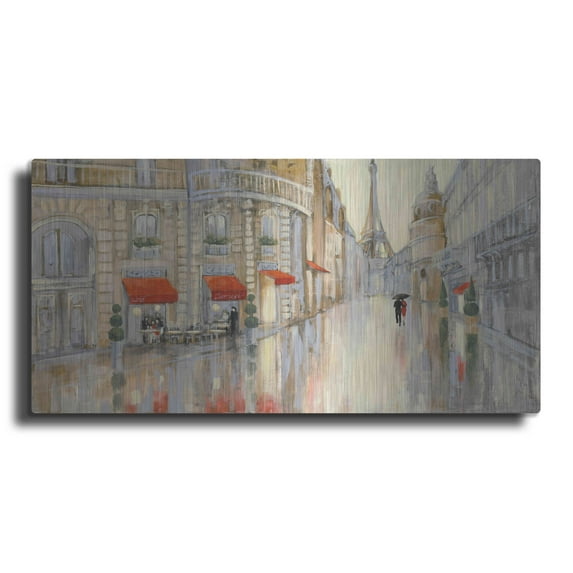 Luxe Metal Art 'Touring Paris Couple' by Julia Purinton, Metal Wall Art, 24"x12"
