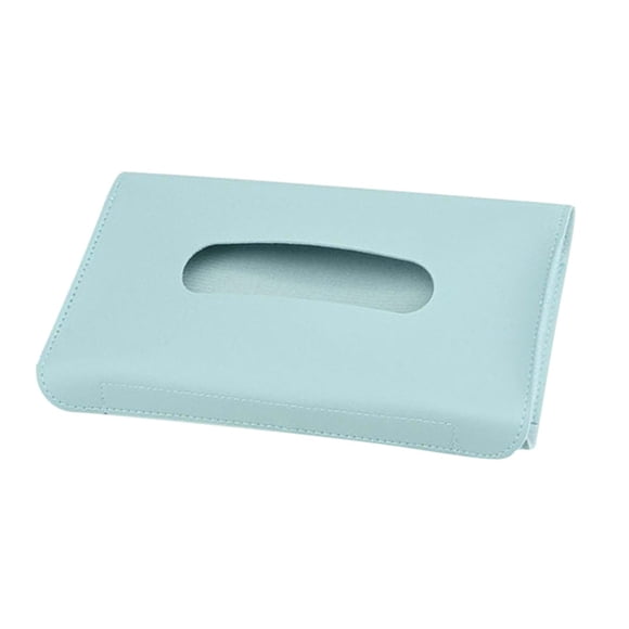 Caja de pañuelos para visera de coche de PU, decoración moderna, apta para el asiento trasero. Azul