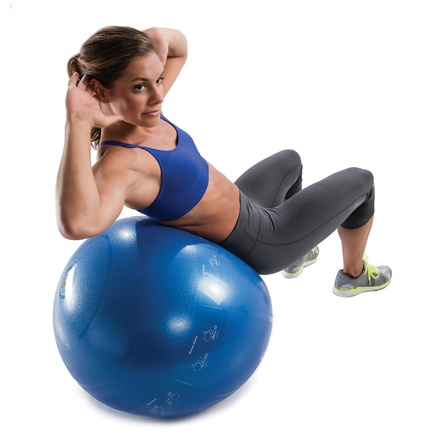 GoFit 55cm Stability Ball for Core Training with Pump and Exercise Guide, Blue