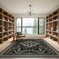 thumbnail image 2 of ODIKA 9'x12' Washable Area Rug Non-Shedding, Easy Care Vintage Interlocking Scale Border Retro Aesthetic Snake Serpent Refined for Master Suite, California King, Under Bed, 2 of 7