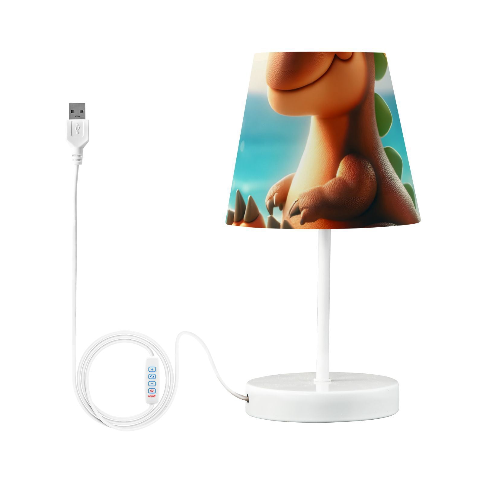 Dinosaur and Beach Sands LED Desk Lamp Table Lamp USB Bedside Nightstand Small Lamp for Bedroom Living Room Kids Room
