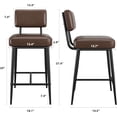 thumbnail image 2 of Bar Stools Set of 4, Faux Leather Counter Height Bar Stool with Back, Metal Legs, Modern Upholstered Barstool Chairs for Island, Counter Bar, Kitchen, Brown, 2 of 9