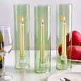 thumbnail image 2 of HofferRuffer Glass Hurricane Candle Holder, Set of 3 Taper Candle Stand with 11.8 inch Tall Green Windproof Cover for Wedding Table Centerpiece Decoration Outdoor Party, 2 of 9