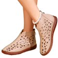 thumbnail image 4 of Willtoo Women's Casual Flats Shoes High Top Fashionable Hollow Out Shoes with Back Zipper Breathable Round Toe Soft Sole Comfortable Walking Footwear, 4 of 6