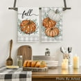 thumbnail image 2 of Orange Buffalo Plaid Leaves Pumpkin Fall Kitchen Towels Dish Towels, 16x24 Inch Farmhouse Decoration Hand Towels Set of 2, 2 of 4