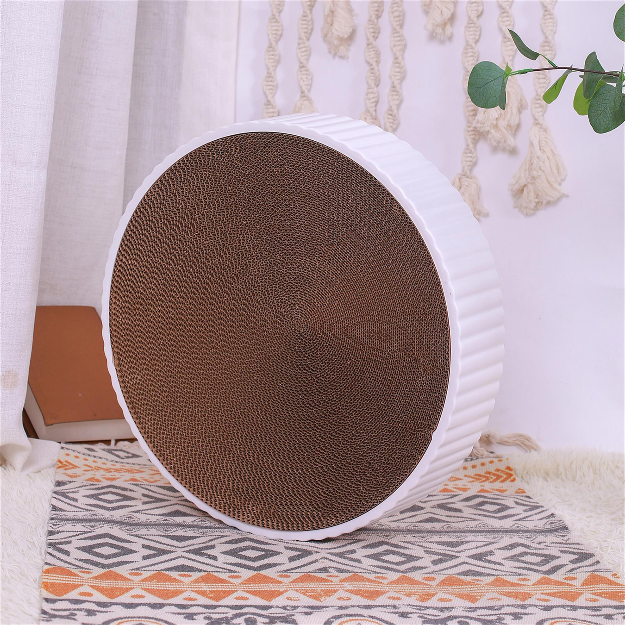 Pefilos 18" Cats Scratching Post with Base, Cardboard Cat Scratcher Bed Toy, Durable Scratch for Indoor Kitties, White Pefilos 18" Cats Scratching Post with Base, Cardboard Cat Scratcher Bed Toy, Durable Scratch for Indoor Kitties, White