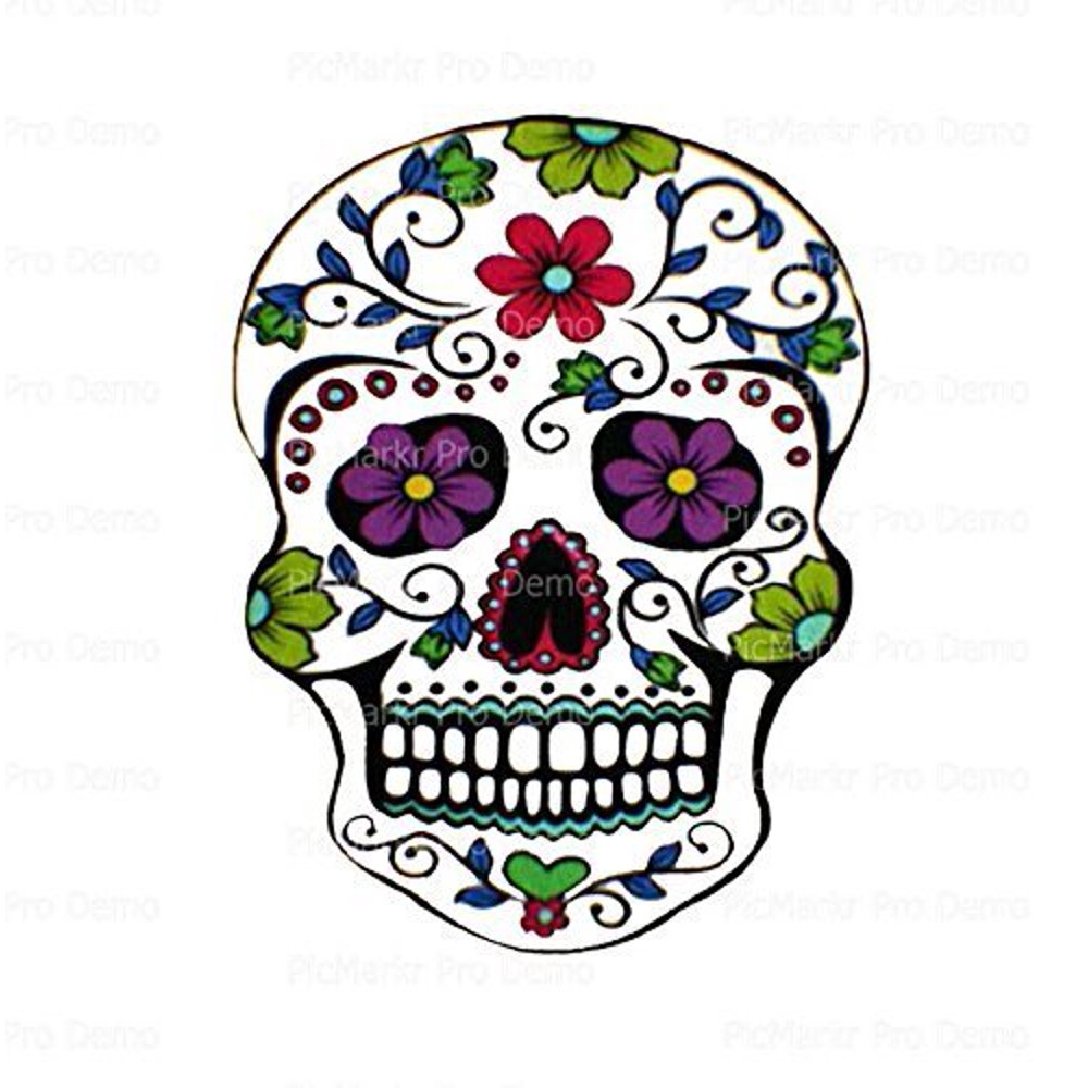 Day of the Dead Sugar Skull Edible Icing Image for 1/4