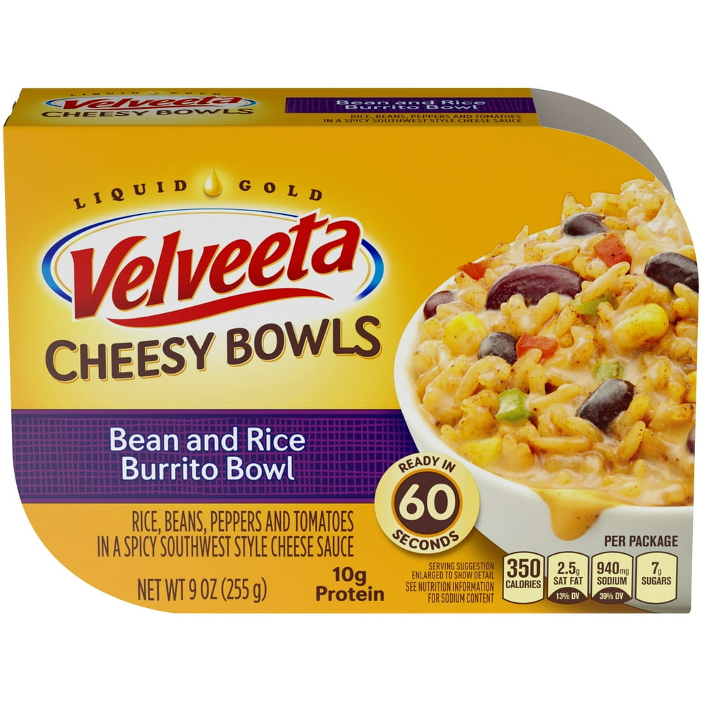 Velveeta Cheesy Bowls Bean & Rice Burrito Bowl with Peppers, Tomatoes
